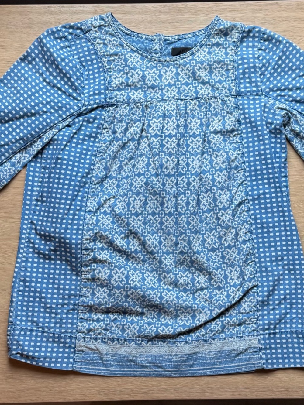 J Crew Women’s Blue Patterned Long-Sleeve Top